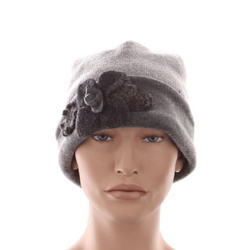 Czapka FRASCONI Wełna Jedwab Wywijana jasny szary