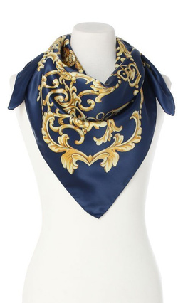 modna Apaszka Chusta elegancka Made in Italy 90x90cm granatowa