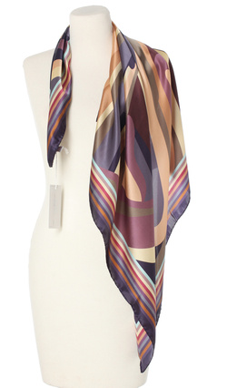 Ekskluzywna apaszka z jedwabiu chusta włoska Laura Biagiotti 90x90 Italian Silk fioletowa