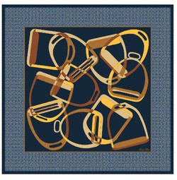 Ekskluzywna apaszka z jedwabiu chusta włoska Marina D'Este 90x90 Italian Silk granatowa niebieska