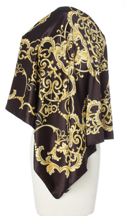 czarna złota chusta włoska apaszka elegancka na piękny prezent 90x90cm Made in Italy