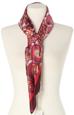 Ekskluzywna apaszka z jedwabiu chusta włoska Laura Biagiotti 90x90 Italian Silk czerwona bordowa