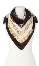 Chusta Apaszka Łańcuchy Włoska 90x90 Klasyczny Wzór czarno biała