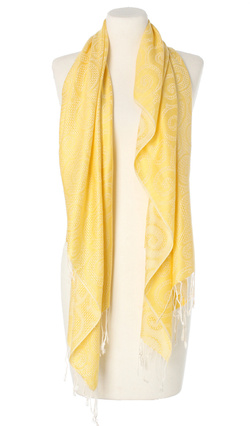 Szal szalik pashmina 70x180cm dwustronny całoroczny do płaszcza wiskoza z jedwabiem żółty
