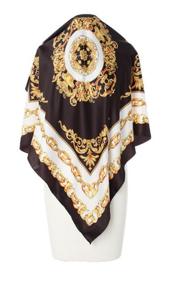 Chusta Apaszka Łańcuchy Włoska 90x90 Klasyczny Wzór czarno biała