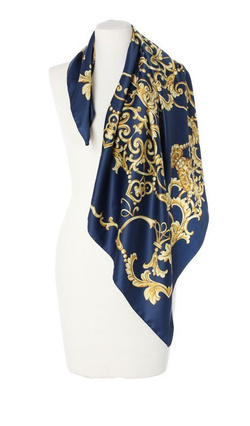 modna Apaszka Chusta elegancka Made in Italy 90x90cm granatowa