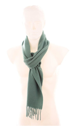 Wełniany gładki szal męski unisex 100% wełna LAMBSWOOL 30x140cm kolor szałwia zielony