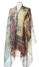 Elegancki duży szal wełniany patchwork Duża kolorowa całoroczna chusta do sukienki Laura Verdiani
