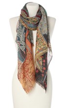 Elegancki włoski szal szalik duża chusta kolorowa Laura Verdiani 70x180cm lekka wełna z jedwabiem do sukienki Eden