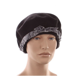 Beret Włoski Antenka ICAS 100% Wełna czarny srebrzysty