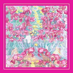 Elegancka Chusta różowa Apaszka Włoska 90x90 Van Gogh Irises Irysy