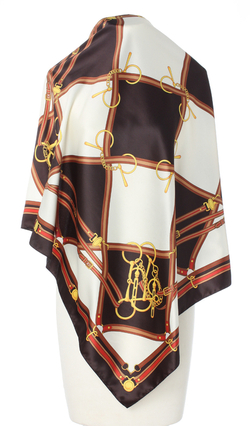 Klasyczna czarno biala chusta włoska apaszka elegancka na piękny prezent 90x90cm Made in Italy