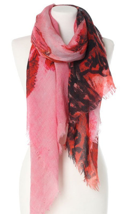 Wełniany Duży Szal damski Laura Verdiani 70x180cm Ombre Drzewo różowy