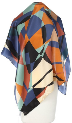 jedwabna Apaszka Chusta elegancka Laura Biagiotti 90x90cm geometryczna WŁOSKA