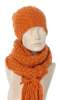 Włoski ciepły komplet zimowy damski czapka i szalik wełna z akrylem pomarańczowy